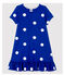 Girls' Short-Sleeved Cotton and Linen Dress SURF blue/MARSHMALLOW white