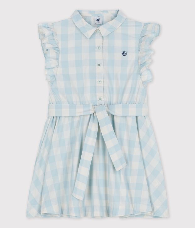 Girls' Short-Sleeved Poplin Dress BOLDAIR/white