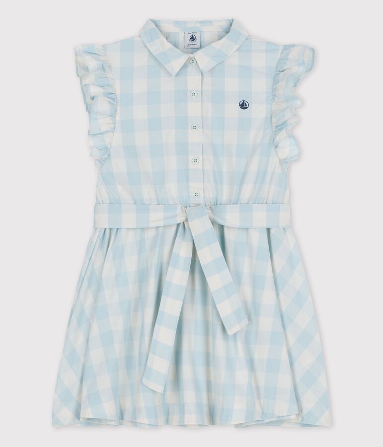 Girls' Short-Sleeved Poplin Dress BOLDAIR /MARSHMALLOW