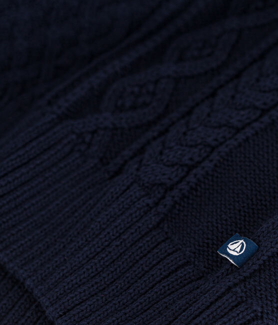 Children's unisex cotton Aran jumper SMOKING blue