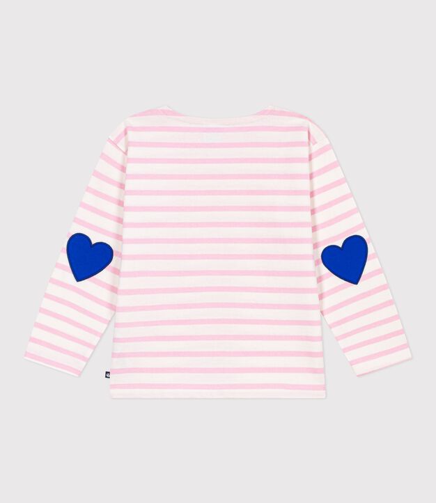Children's stripy cotton Breton top pink/pink
