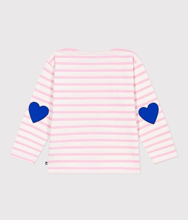 Children's stripy cotton Breton top pink/pink