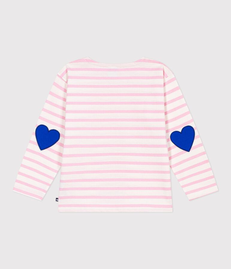 Children's stripy cotton Breton top MILK pink/MARQUISE