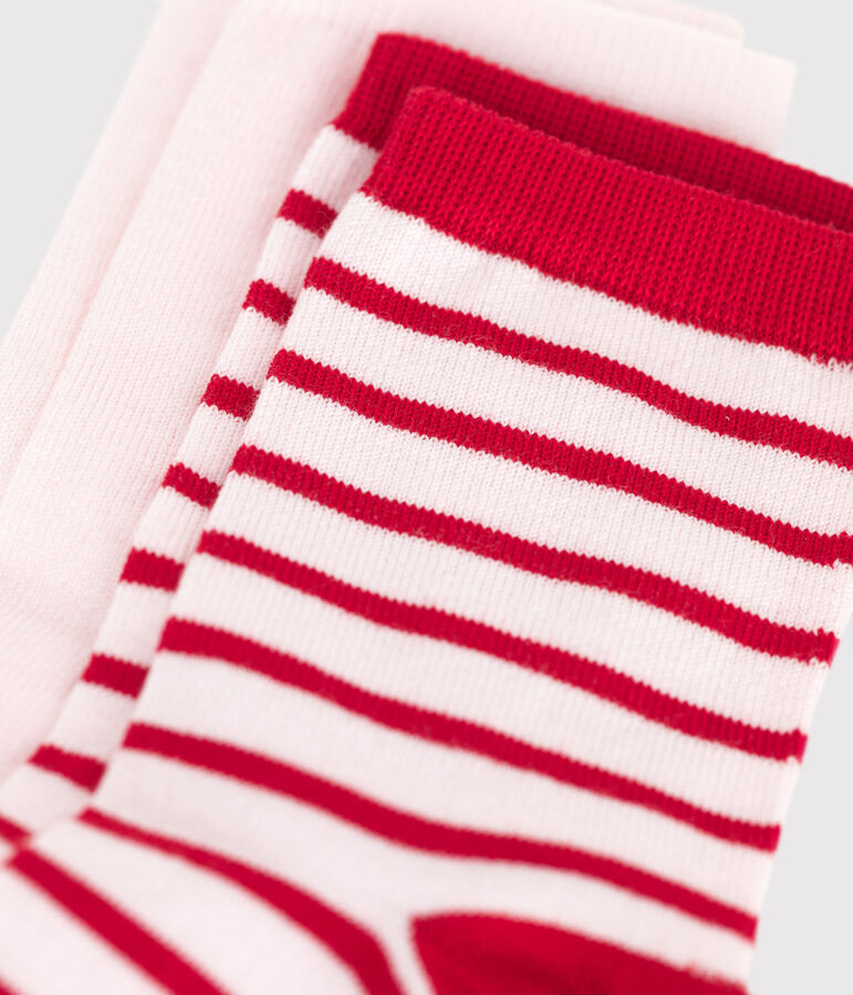 Pairs of girls' stripy cotton socks - 2-pack multicolor