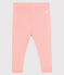 Baby girl's leggings in plain 1x1 rib knit CHEEK pink