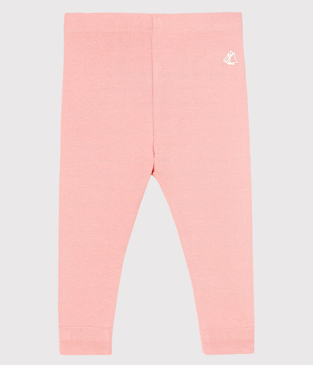 Baby girl's leggings in plain 1x1 rib knit pink