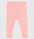 Baby girl's leggings in plain 1x1 rib knit