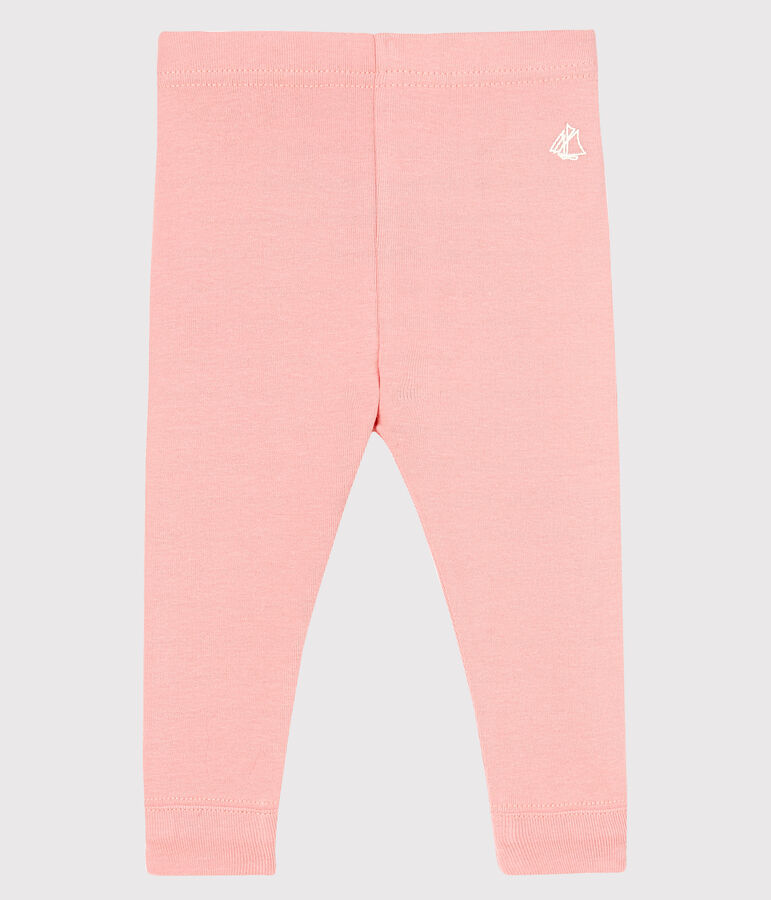 Baby girl's leggings in plain 1x1 rib knit pink