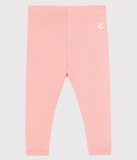 Baby girl's leggings in plain 1x1 rib knit CHEEK pink