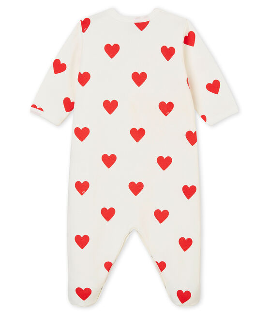 Baby Girls' Fleece Sleepsuit MARSHMALLOW white/TERKUIT red