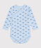 Babies' long-sleeved wrapover cotton bodysuit TOUDOU blue/ALASKA