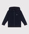Children's plain cotton zip-up hoodie SMOKING blue