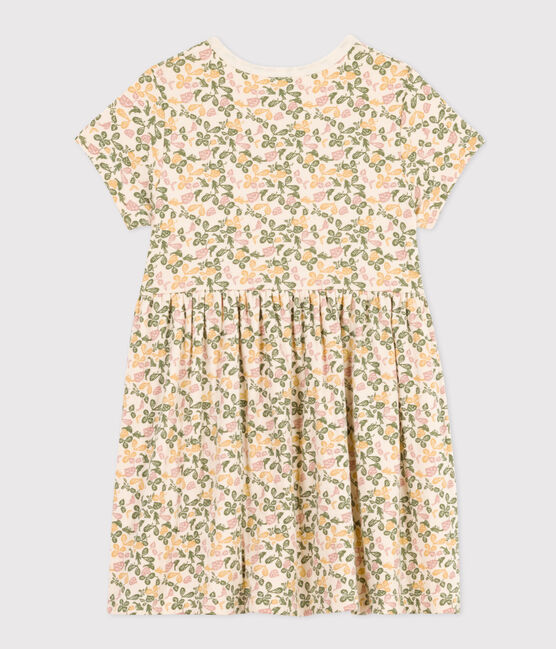 Girl's Short-sleeved Printed Cotton Dress AVALANCHE white/MULTICO