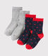 Set of 2 pairs of socks, coloured and patterned