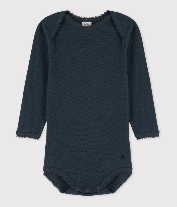 Babies' Long-Sleeved Openwork Bodysuit grey