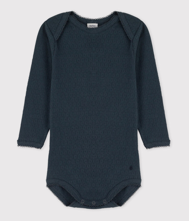 Babies' Long-Sleeved Openwork Bodysuit grey