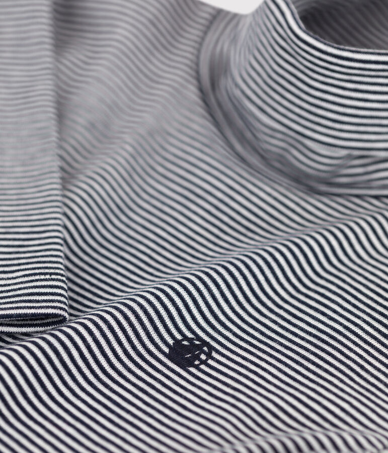 Children's Unisex Stripy Cotton Polo Neck blue/white