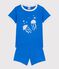 Children's short jellyfish pattern cotton pyjamas blue
