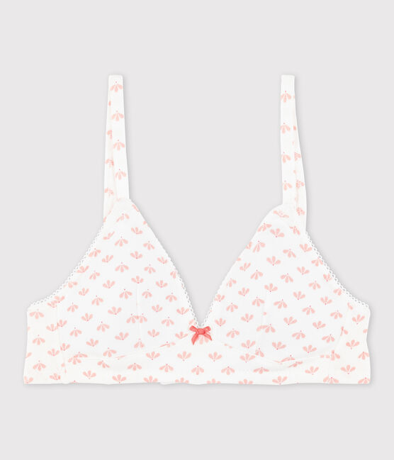 Girl’s print padded bandeau bra ECUME white/VENUS pink/MULTICO
