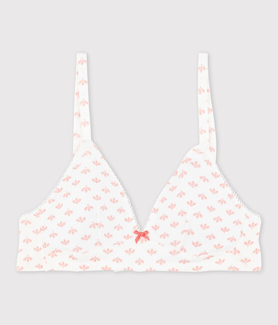 Girl’s print padded bandeau bra ECUME white/VENUS pink/MULTICO