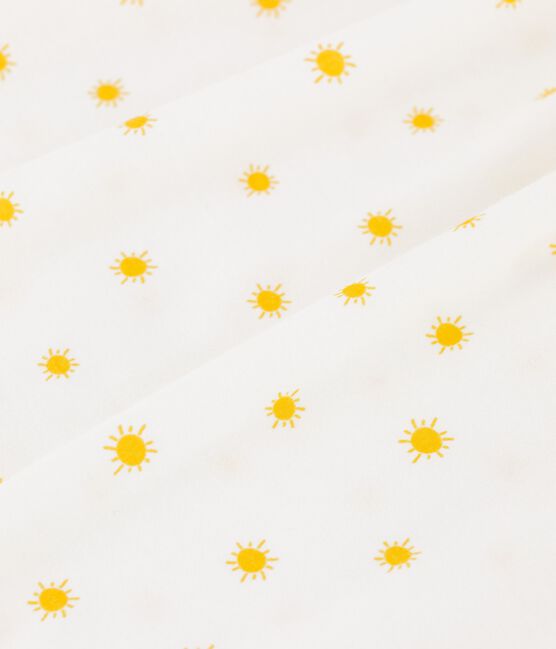 Girls' Short-Sleeved Sun Themed Cotton Nightdress MARSHMALLOW white/ORGE