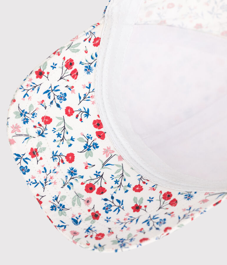 Girls' floral print canvas cap MARSHMALLOW white/MULTICO white