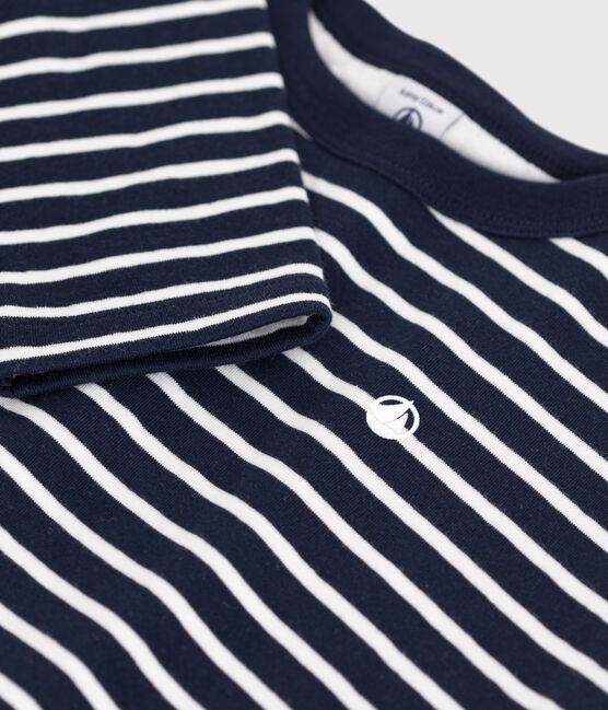 Boys' long-sleeved tube knit T-shirt SMOKING blue/MARSHMALLOW white