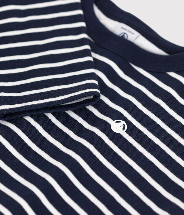 Boys' long-sleeved tube knit T-shirt blue/white