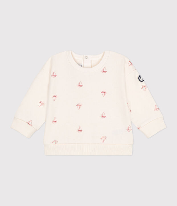 Babies' vintage boat printed cotton sweatshirt red/red