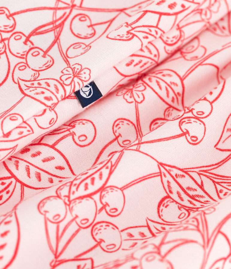 Babies' sleeveless jumpsuit in cotton with a pink cherry print pink/red