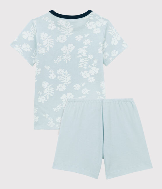 Boys' Blue Hawaiian Cotton Short Pyjamas PLEINAIR /MARSHMALLOW