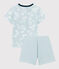 Boys' Blue Hawaiian Cotton Short Pyjamas PLEINAIR /MARSHMALLOW
