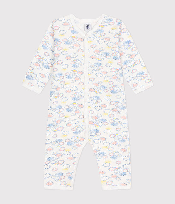 Babies' Footless Cotton Pyjamas MARSHMALLOW white/MULTICO white