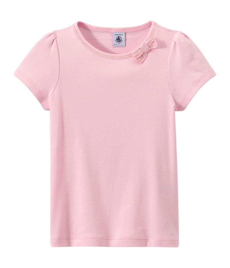 Girl's T-shirt with a little bow pink