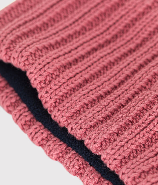 Babies' fleece-lined knitted snood pink