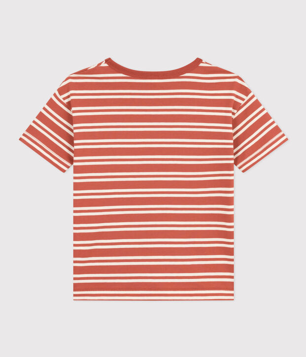 Boys' Stripy Jersey T-shirt brown/ecru