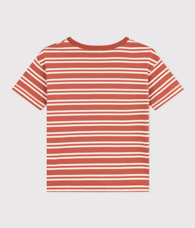 Boys' Stripy Jersey T-shirt brown/ecru
