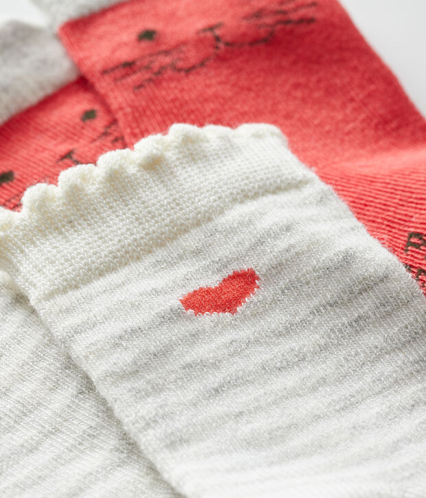 Set of 2 pairs of socks for baby girls red