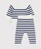 Babies' 2-piece stripy knit Breton top outfit MARSHMALLOW blue/SOIR