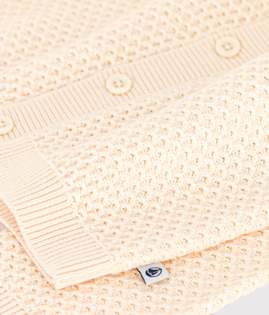 Babies' Knitted Cotton Cardigan AVALANCHE Ecru