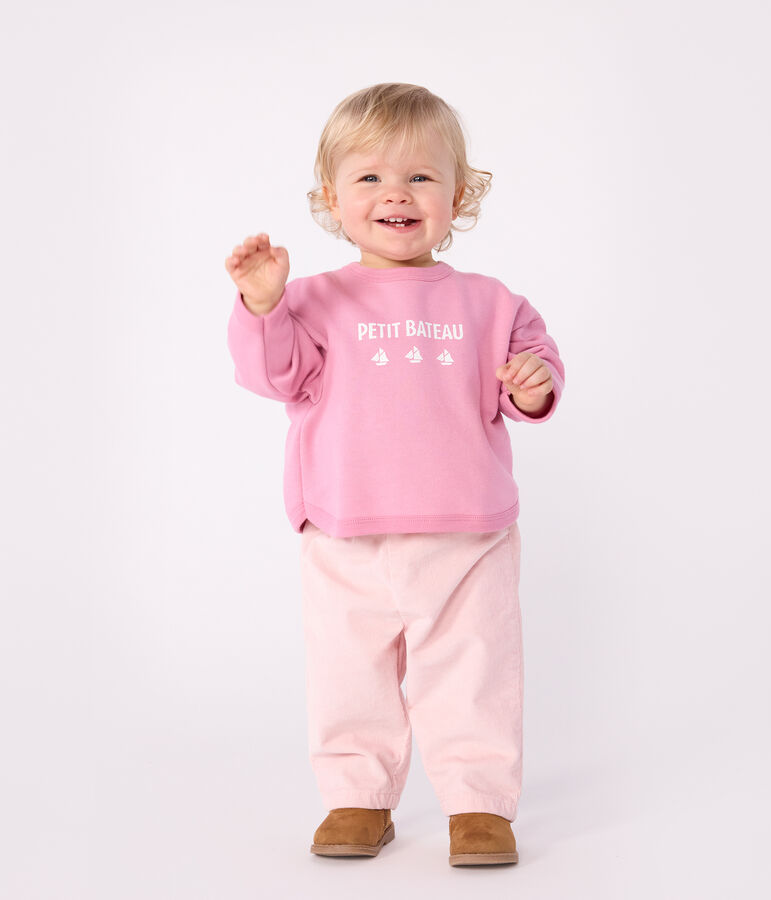 Babies' vintage Petit Bateau motif cotton sweatshirt pink