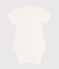 Babies' Short-Sleeved Bodysuit with a Collar MARSHMALLOW white