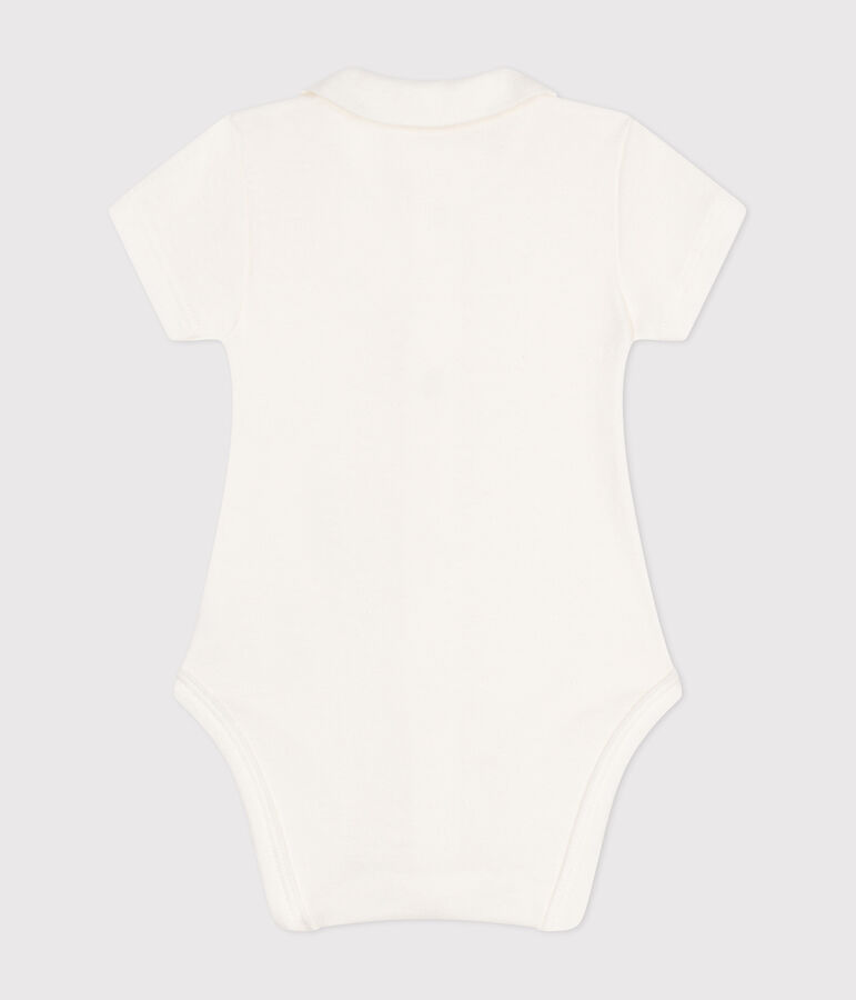 Babies' Short-Sleeved Bodysuit with a Collar white