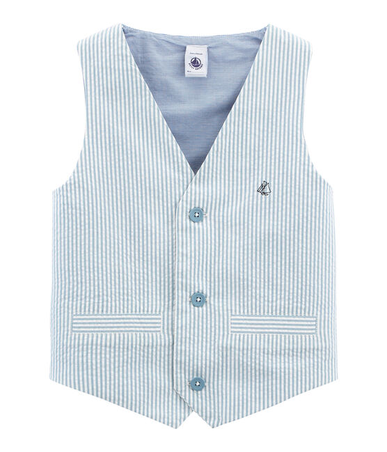 Boys' Sleeveless Jacket FONTAINE blue/MARSHMALLOW white