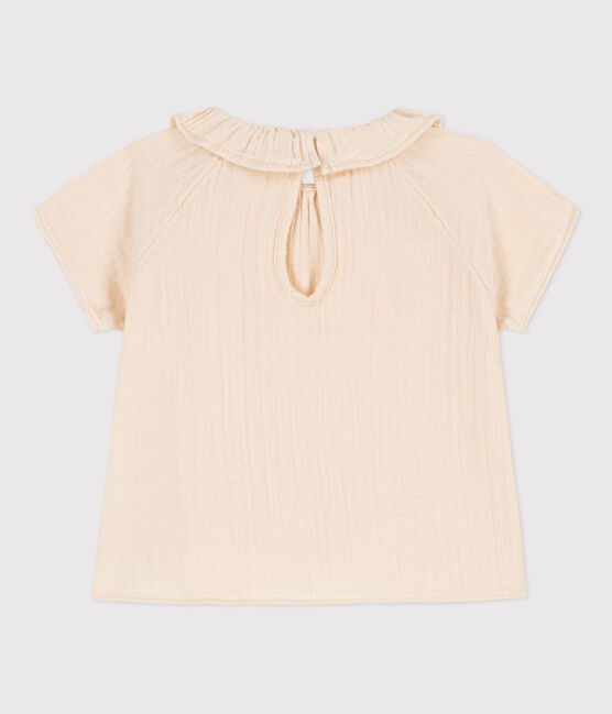 Babies' Short-Sleeved Cotton Gauze Blouse AVALANCHE Ecru