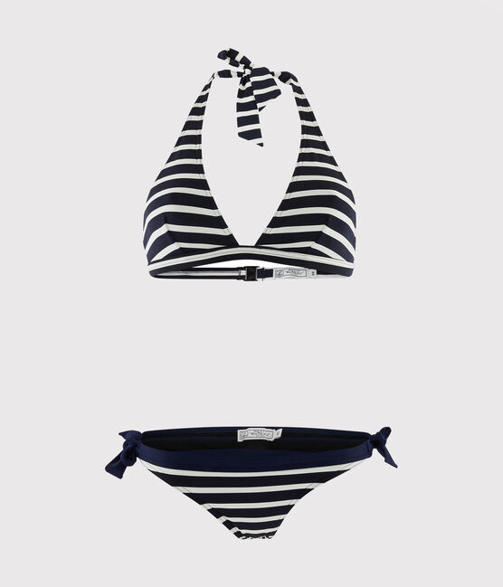 Women's Two-Piece Stripy Swimsuit SMOKING blue/MARSHMALLOW white