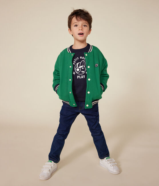 Boys' varsity jacket in fleece and sherpa JARDIN green