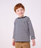 Children's long-sleeved stripy T-shirt blue/white/blue