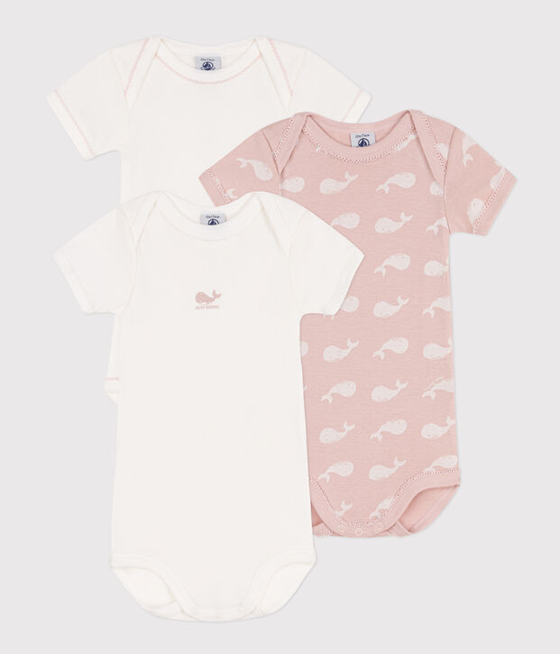 Short-Sleeved Whale Themed Cotton Bodysuits - 3-Pack multicolor