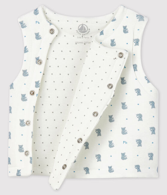 Babies' Quilted Organic Cotton Gilet MARSHMALLOW+GRIS white/MULTICO